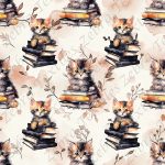Chat et livre noire fond neutre