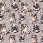 Chat lunette fond gris