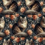 Chat tigré fluffy floral