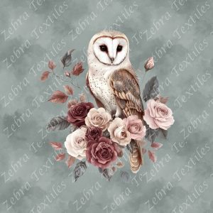 Chouette et rose fond aquarelle