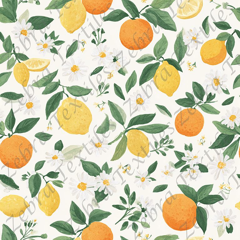 Citron et orange marguerite fond crème