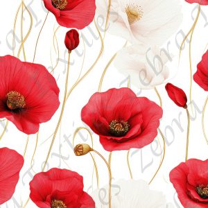 Coquelicot rouge et crème fond crème