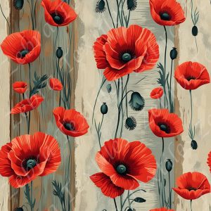 Coquelicot rouge fond bois
