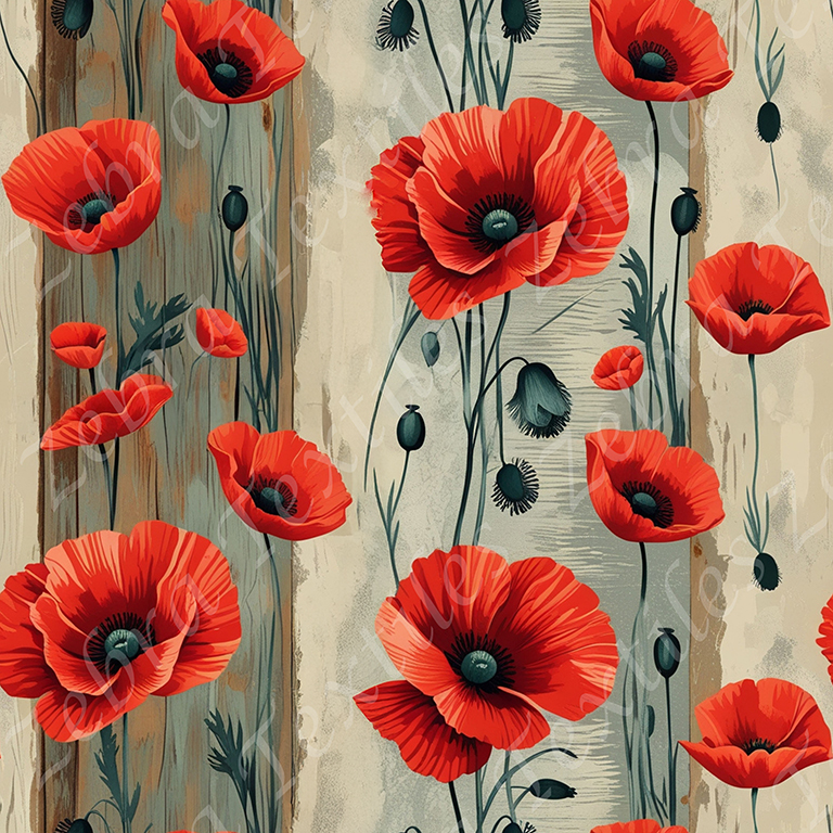 Coquelicot rouge fond bois
