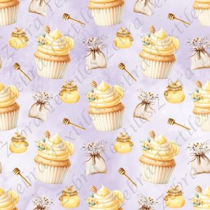 Cupcake citron fond mauve