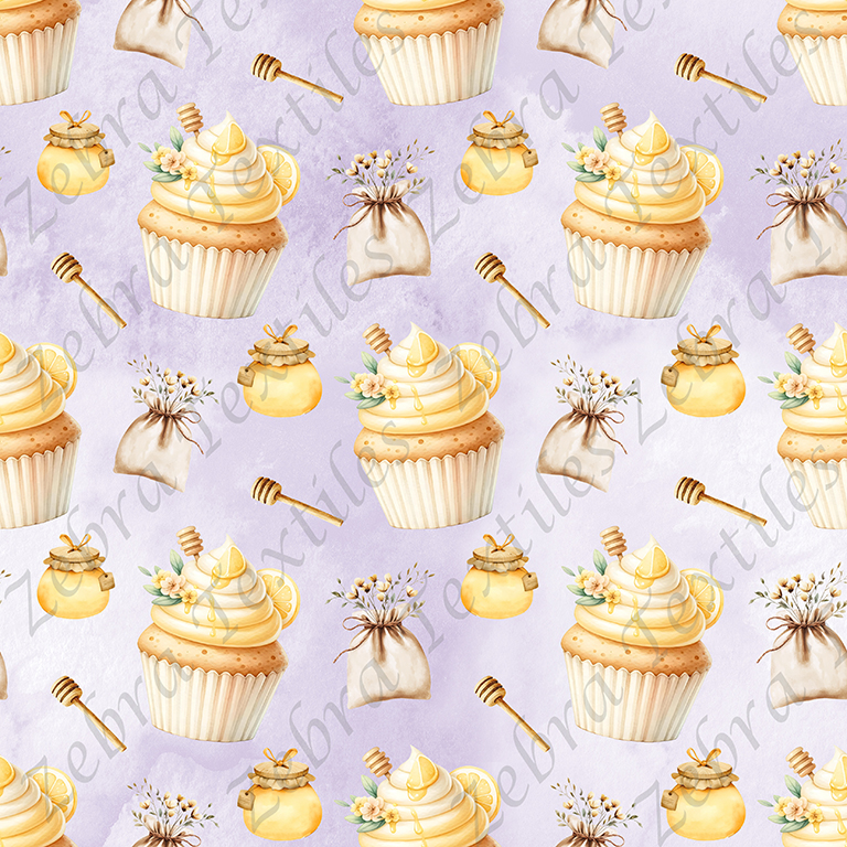 Cupcake citron fond mauve