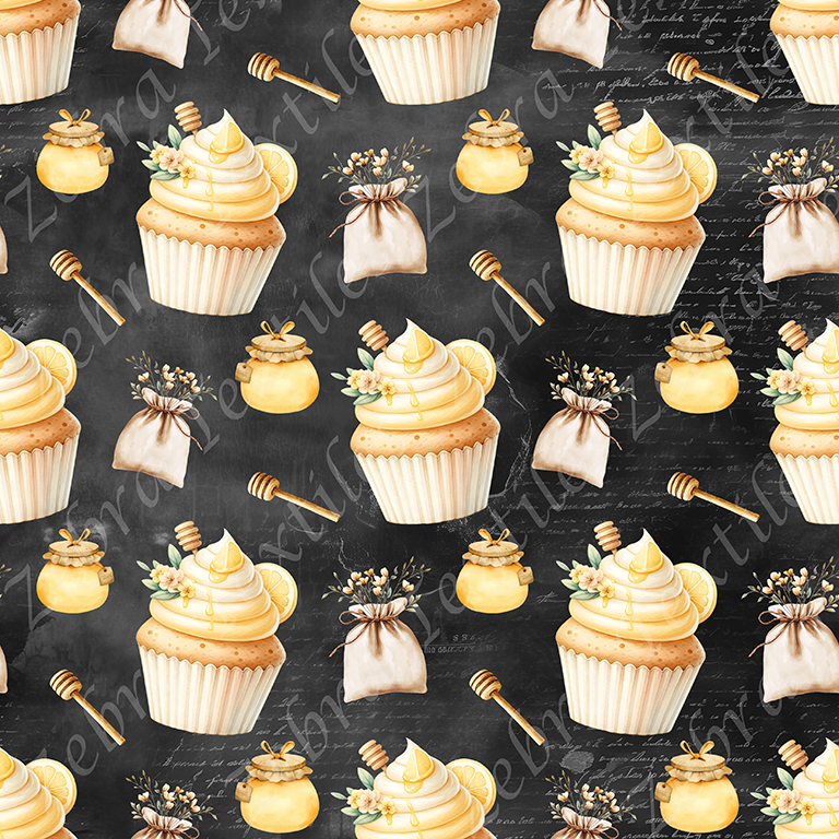 Cupcake citron fond noir