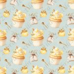 Cupcake citron fond sarcelle