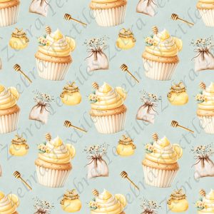 Cupcake citron fond sarcelle