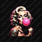 Femme bubble gum fond noir