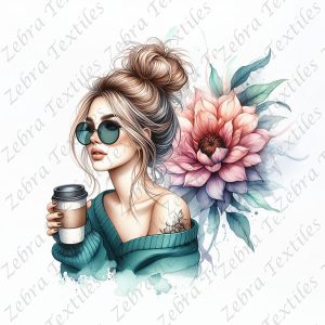 Fille café pull turquoise