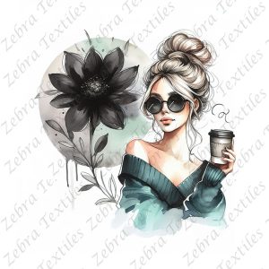 Fille lunette fleur noire