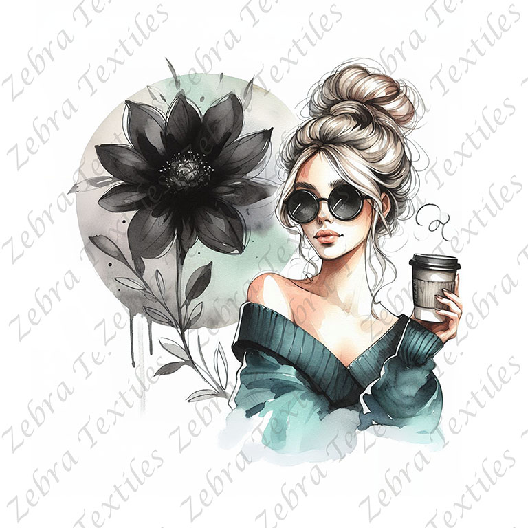Fille lunette fleur noire