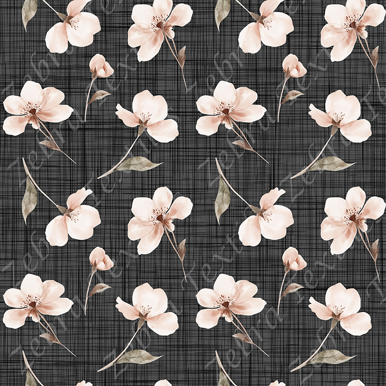 Fleur aquarelle rosée fond lin