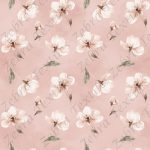 Fleur aquarelle rosée fond rose