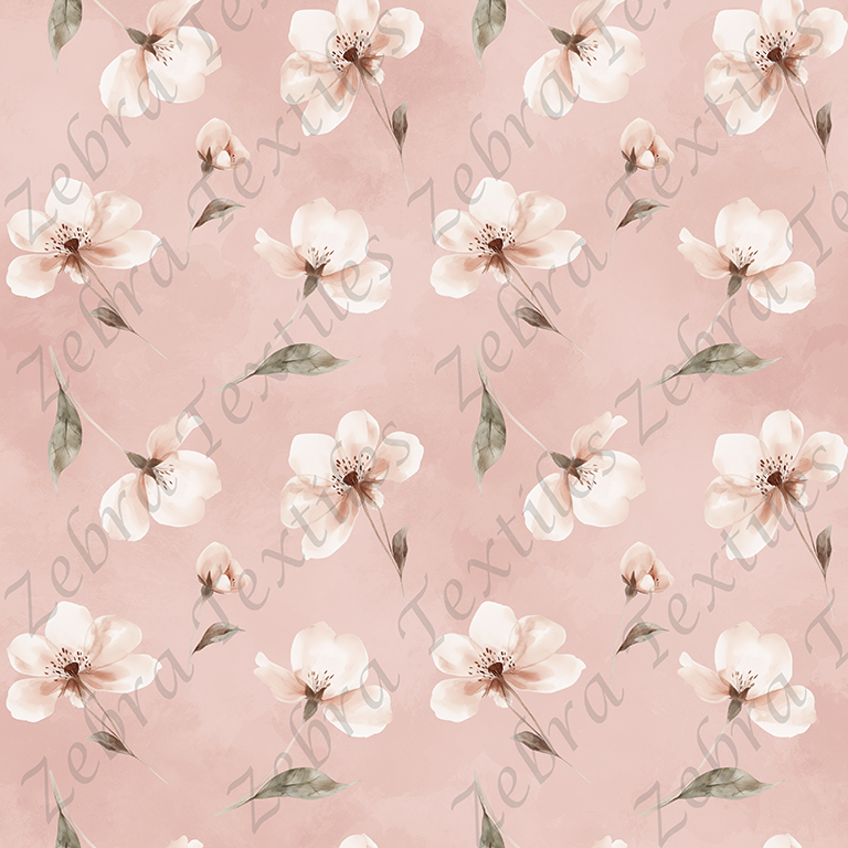 Fleur aquarelle rosée fond rose