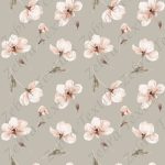 Fleur aquarelle rosée fond vert