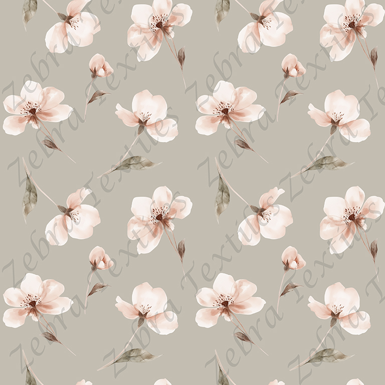 Fleur aquarelle rosée fond vert