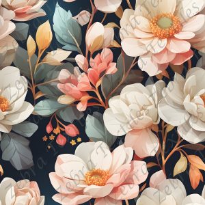 Floral crème rosé feuillage