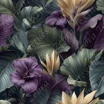 Floral tropical mauve et crème