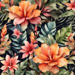 Floral tropical orangé