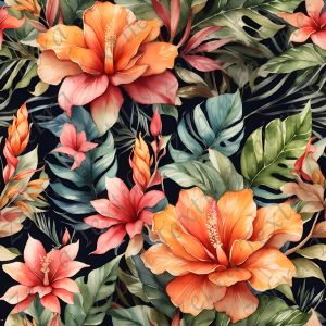 Floral tropical orangé