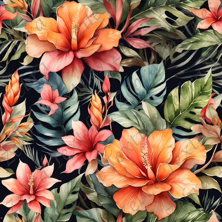Floral tropical orangé