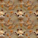 Girafe lainage floral orangé