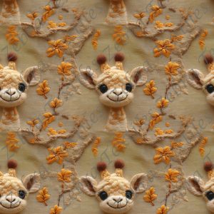 Girafe lainage floral orangé