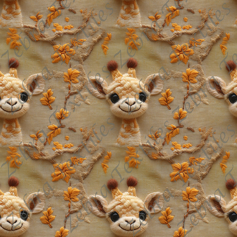 Girafe lainage floral orangé