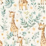 Girafe yeux ferme et feuillage
