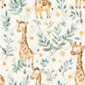 Girafe yeux ferme et feuillage