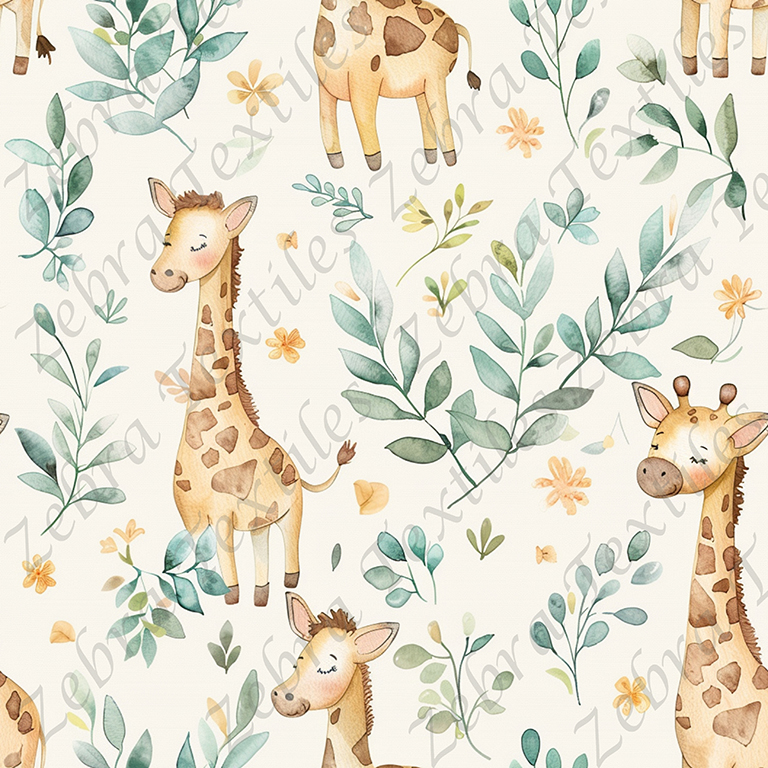 Girafe yeux ferme et feuillage