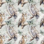 Hibou et papillon fond floral
