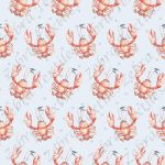 Homard aquarelle fond bleu