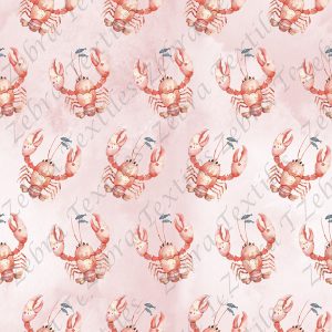 Homard aquarelle fond rosé