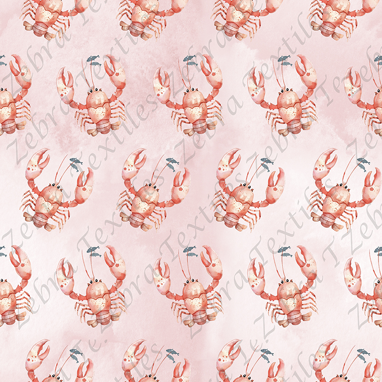 Homard aquarelle fond rosé