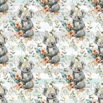 Koala aquarelle fond rayé