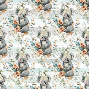 Koala aquarelle fond rayé