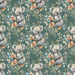 Koala aquarelle fond sarcelle