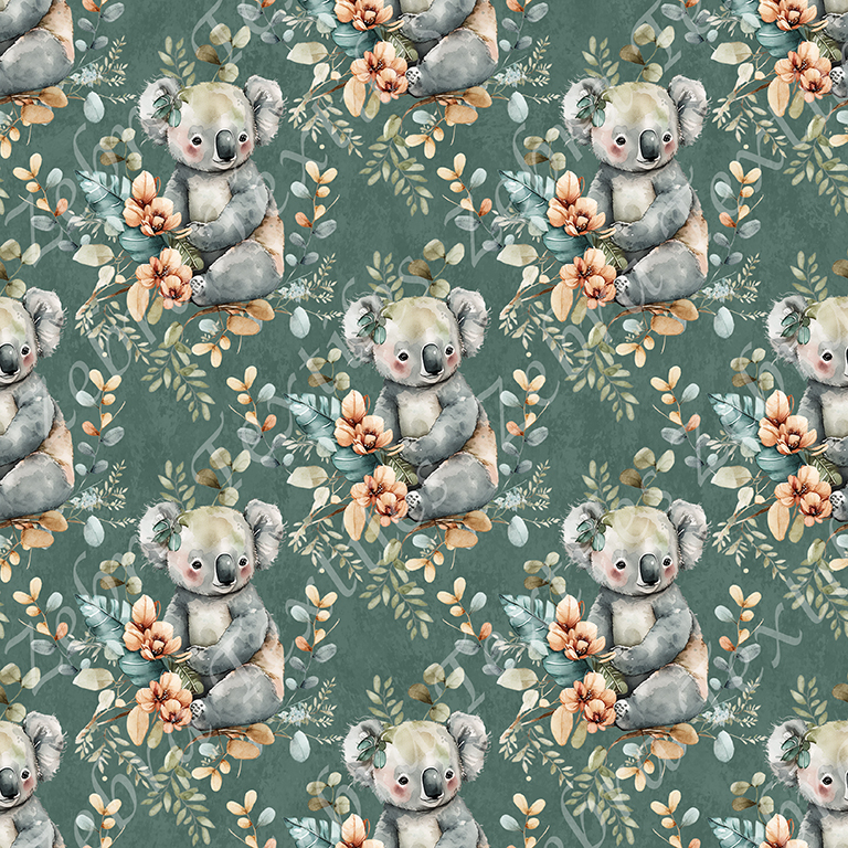 Koala aquarelle fond sarcelle
