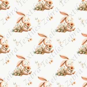 Lapin floral fond crème