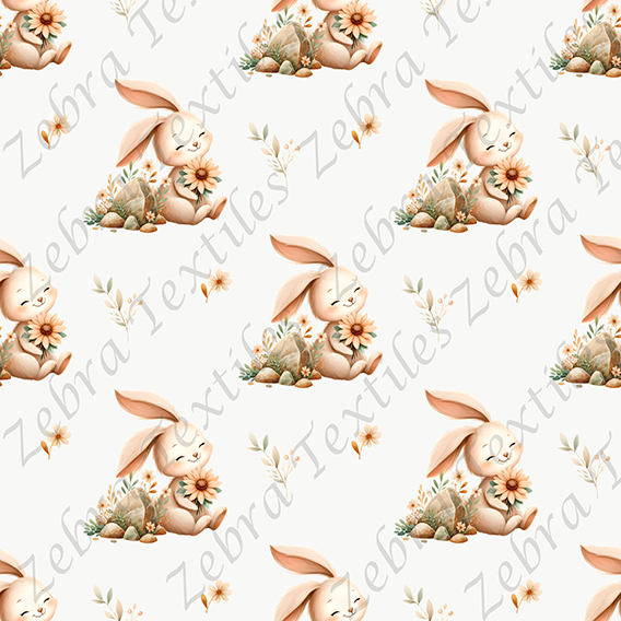 Lapin floral fond crème