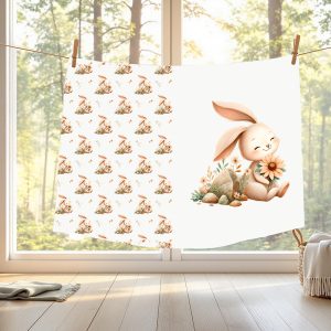 Lapin floral fond crème