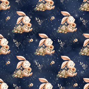 Lapin floral fond étoilé