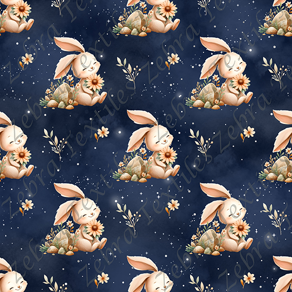 Lapin floral fond étoilé