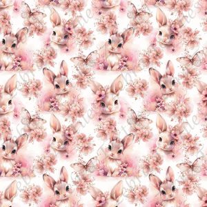 Lapin papillon floral rose