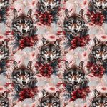Loup floral rouge fond rosé