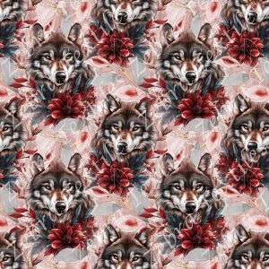 Loup floral rouge fond rosé