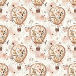 Montgolfière floral boho fond feuillage